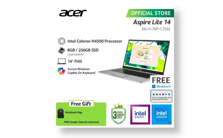 laptop 7 jutaan Acer Aspire Lite 14 (AL14-36P)