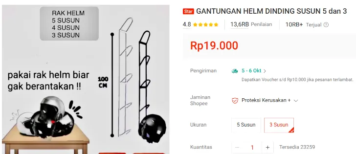 harga rak helm dinding